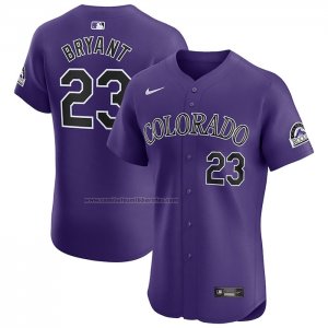 Camiseta Beisbol Hombre Colorado Rockies Kris Bryant Alterno Elite Violeta
