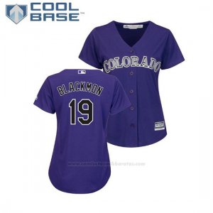 Camiseta Beisbol Mujer Rockies Charlie Negromon Cool Base Replica Violeta