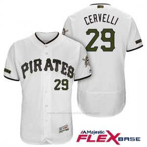 Camiseta Beisbol Hombre Pittsburgh Pirates Francisco Cervelli Blanco 2018 1ª Alterno Flex Base
