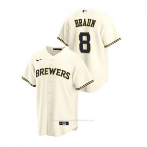 Camiseta Beisbol Hombre Milwaukee Brewers Ryan Braun Replica Primera Crema