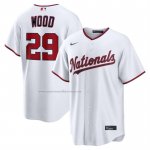Camiseta Beisbol Hombre Washington Nationals James Wood Primera Replica Blanco Camiseta Beisbol Hombre Washington Nationals James Wood Primera Replica Blanco