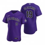 Camiseta Beisbol Hombre Colorado Rockies Charlie Blackmon Autentico 2020 Alterno Violeta