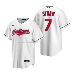 Camiseta Beisbol Hombre Cleveland Indians Myles Straw Replica Primera Blanco