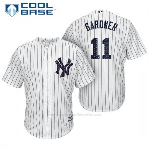 Camiseta Beisbol Hombre New York Yankees 2017 Estrellas y Rayas Brett Gardner Blanco Cool Base